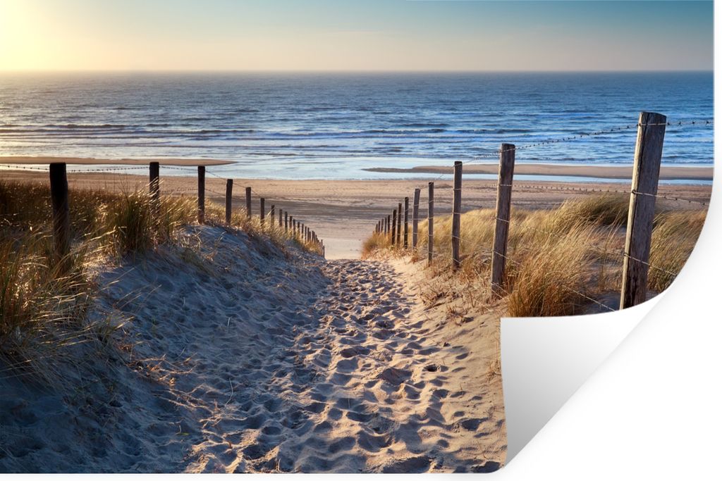 MuchoWow Wandtattoo Wandsticker Wandaufkleber Strand - Meer - Niederlande - Dünen - Sonne 60x40 cm Selbstklebend und Repositionierbar - Wierderv...