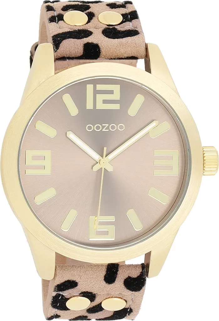 Oozoo Orologio da polso beige in pelle nera Orologi da donna analogici al quarzo UOC1097A