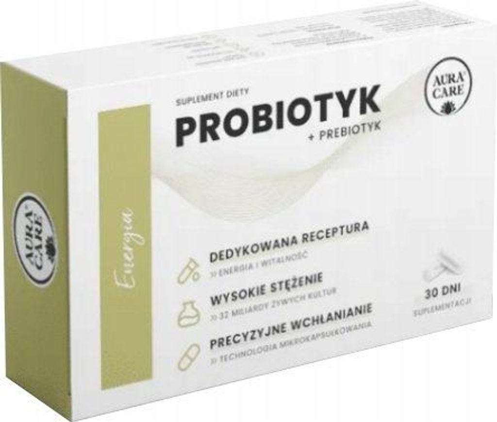 Aura Care Energy Probiotic + Prebiotic 32 Milliarden KBE 30 Kapseln