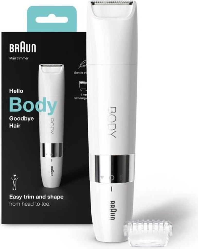 Braun Body Mini BS1000 Elektrischer Körperschneider für Männer und Frauen - Wet & Dry - Mehrzweck - Weiß