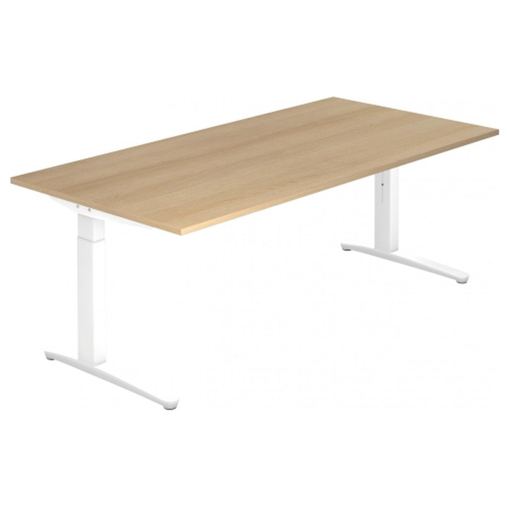 Schreibtisch C-Fuß 200x100cm Eiche/Weiß