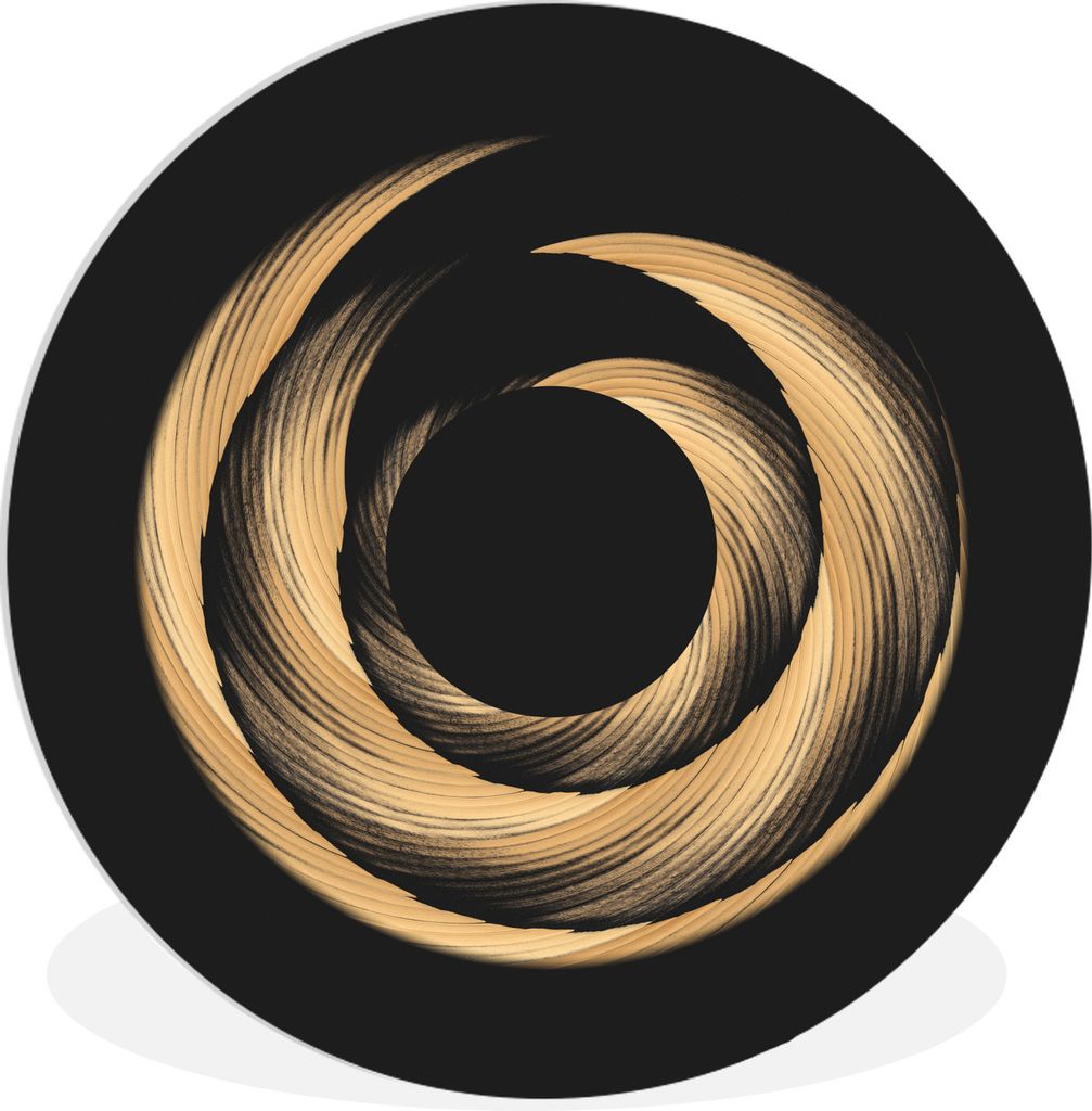MuchoWow Rundes Wandbild - Runde Bilder Goldfarbene Spirale aus Pinselstrichen Ø 90 cm Kreis Wanddekoration Kunststoff - Wandkreis - Wandschmuck...