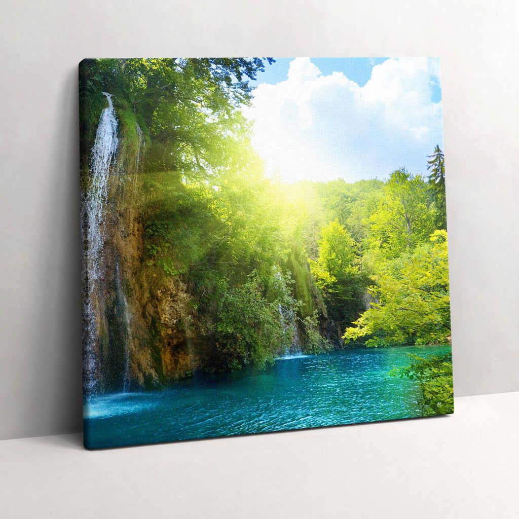 Blue lagoon landscape – Leinwandbild Wandbild – 60x60 cm – Leinwandbilder – Wandbilder – Schlafzimmer – Flur