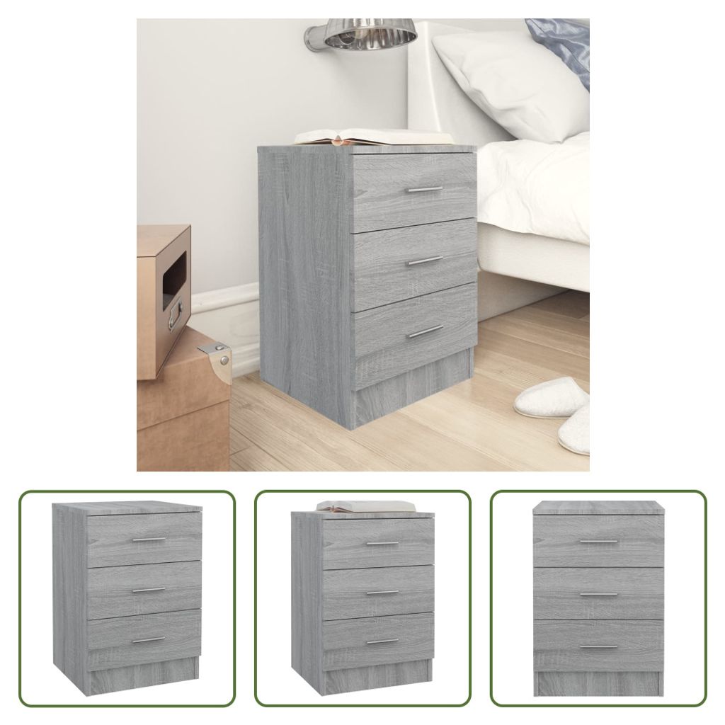 The Living Store Nachttisch Grau Sonoma 38x35x56 cm Holzwerkstoff