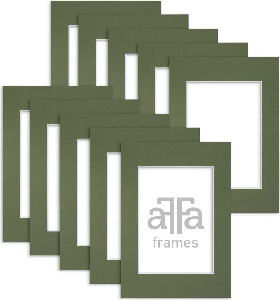 aFFa frames Passe Partout | Minimalistische Bildunterlage zur Anzeige Ihrer Fotos, Poster, Diplome | Karton, Farbe, Grün, 18x24 cm | 10 Stück pro...