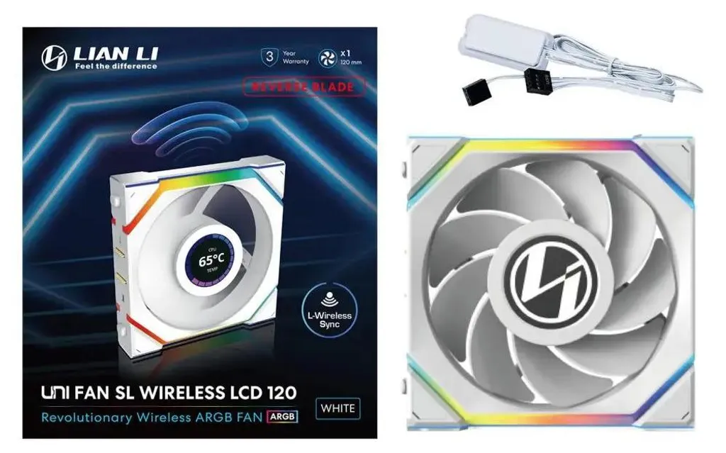 Lian Li UNI FAN SL Wireless LCD 120 Reverse Blade White Ventilateur PC