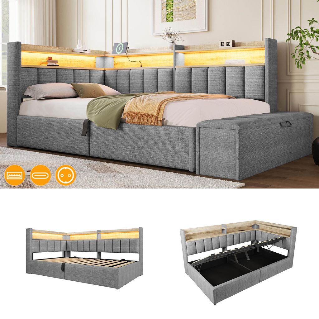 Letto imbottito multifunzione Merax, 90x200 cm, con Immagine del prodotto 
