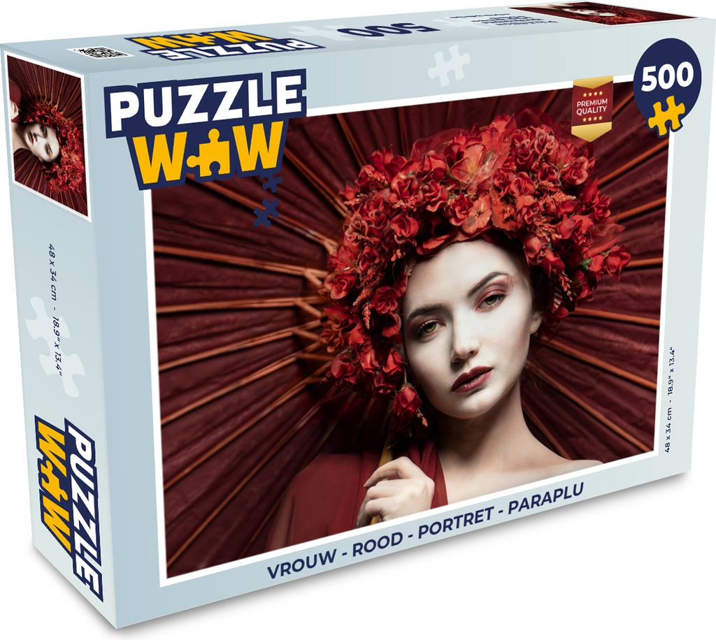 MuchoWow Puzzle 500 Teile Frau - Rot - Porträt - Regenschirm - 500 Teile - Kinder - Selberbauen - Puzzlespiele