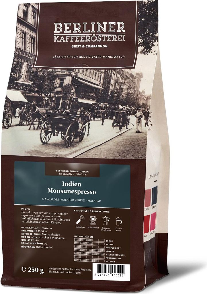 Berliner Kaffeerösterei - Indien Monsunespresso (250g / Bohne)