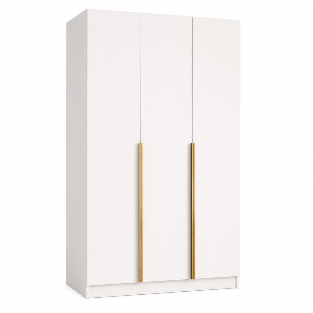 Moderner Kleiderschrank LIZA Weiß mit Goldenem Griff 150 x Produktbild  KI-generiertes Bild