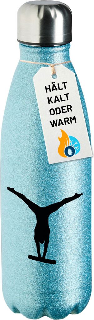 Huuraa Trinkflasche Schwebebalken Turnen 500ml Blue Edelstahl Wasserflasche Trinkflasche Geschenkidee
