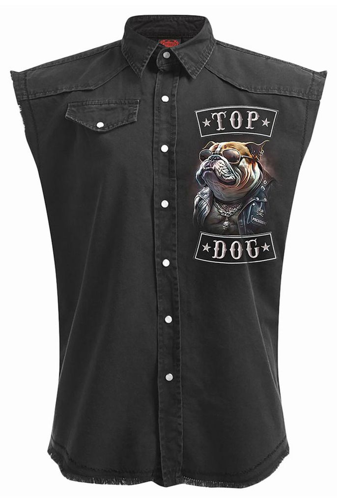 Spiral Direct - "Top Dog" Hemd für Herren/Damen Uni, Steinwaschen, Ärmellos RO16086 (L) (Schwarz)