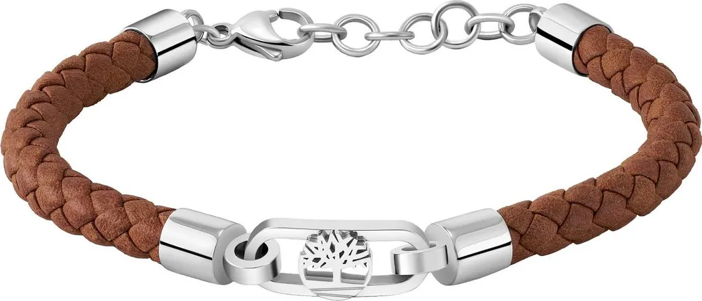 Bracciale Timberland Barrett Pond Pelle Marrone Intrecciata Uomo