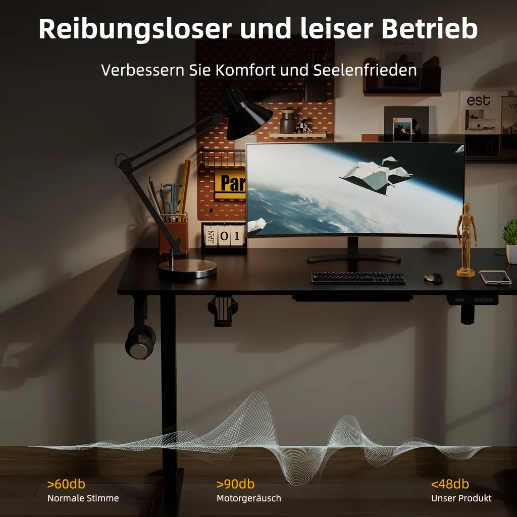 Bureau assis debout avec mémoire de hauteur et charge rapide USB-C