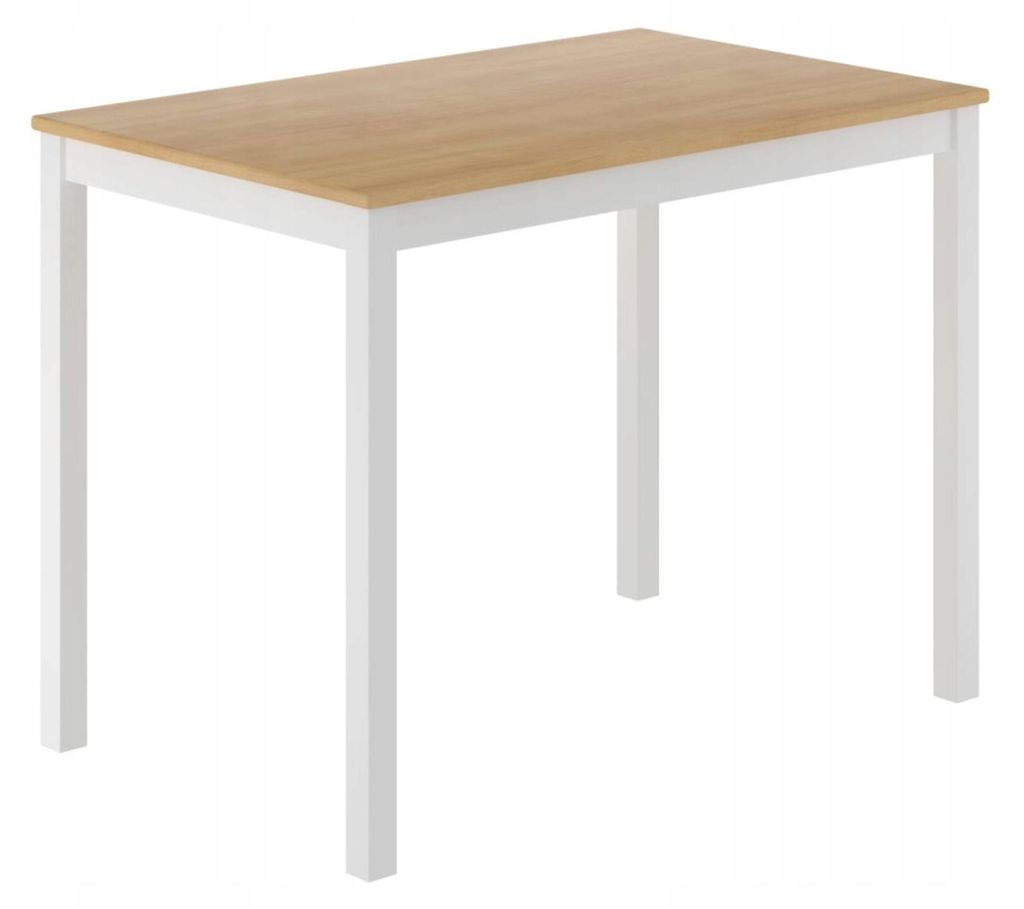 Stół do jadalni 70 x 110 cm kolor biały i dąb naturalny Zdjęcie produktu 