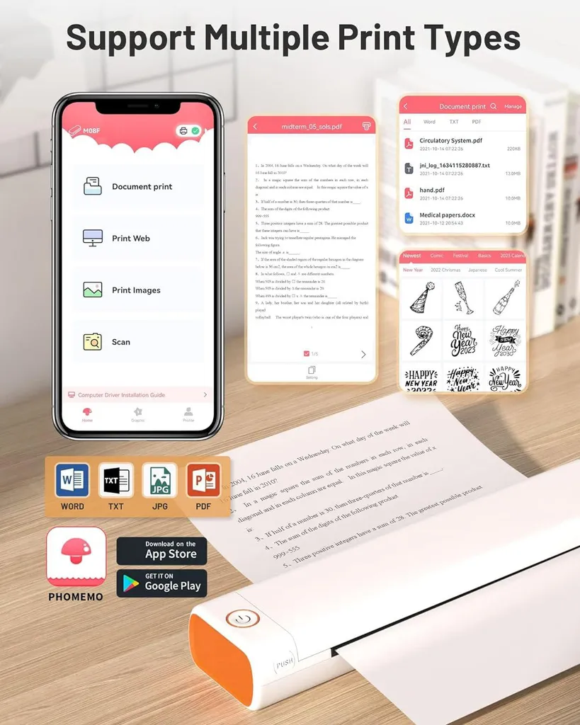 Imprimante portable A4 pour imprimer des documents en déplacement