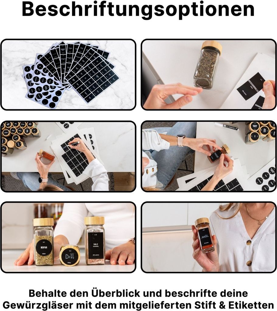 24er Set- DECO HAUS Gewürzgläser mit bambusdeckel Produktbild 3
