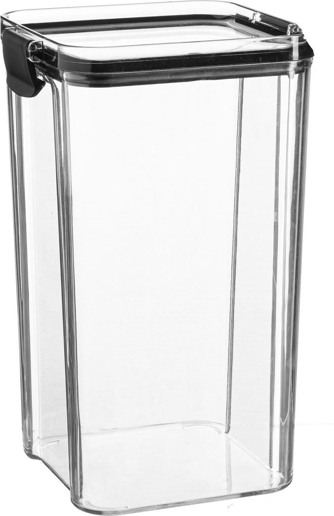 Argon Ta Lebensmittelaufbewahrungsbehälter - PlastikkÃ1/4che Pantry Organizer Jar - luftdichter Clipdeckel - 1,3 Liter - Schwarz