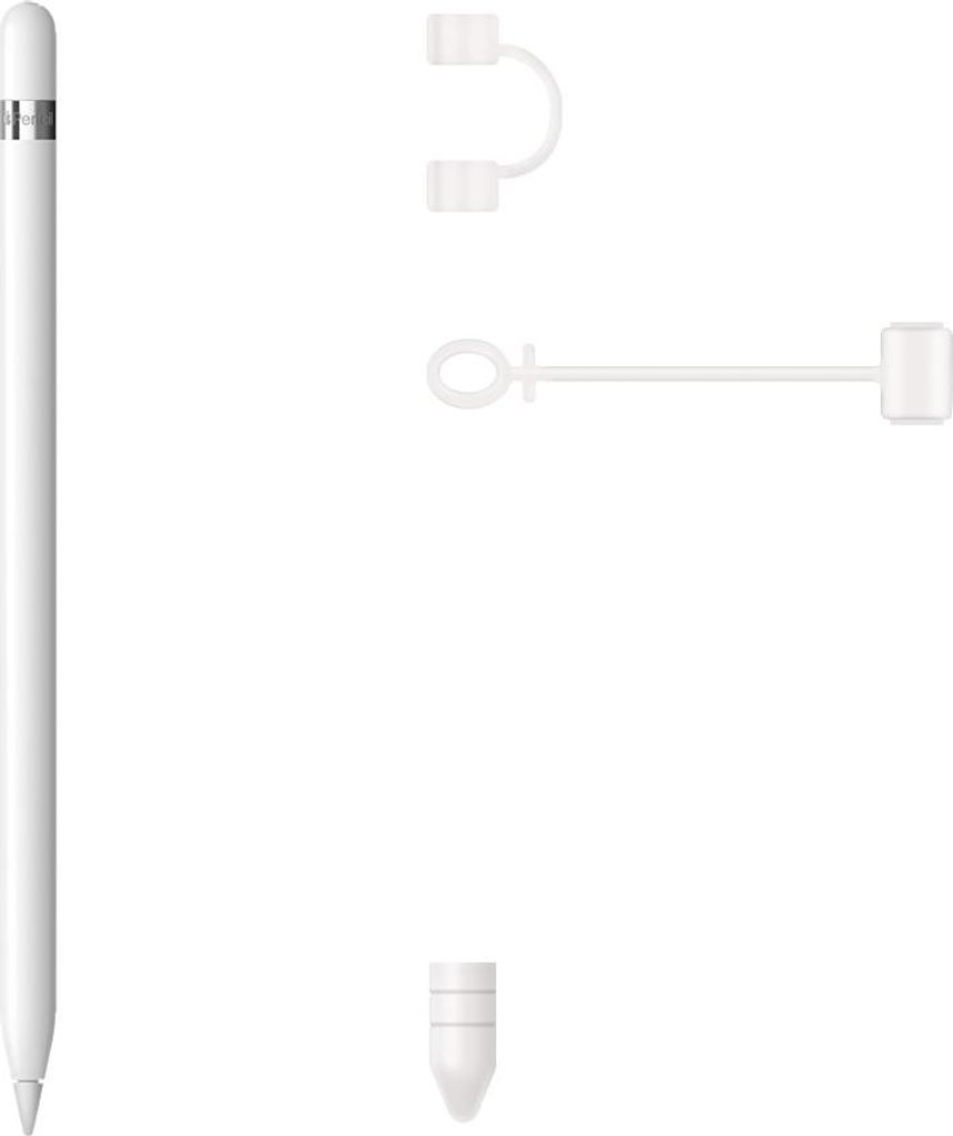 INF Apple Pencil Zubehör Set - Silikon, 10cm, Weiß, 3-teilig