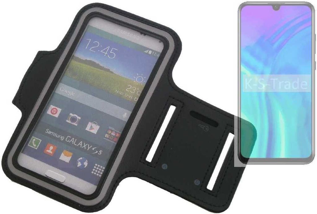 Kompatibel mit Huawei Honor 20 Lite Neopren Jogging Armband Sportarmband Oberarmband schwarz kompatibel mit Huawei Honor 20 Lite mit Reflektor