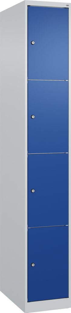 CP Schließfachschrank Classic Plus lichtgrau, enzianblau 080000-104 S10003, 4 Schließfächer 30,0 x 50,0 x 185,0 cm