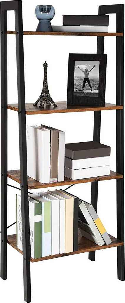 Meuble de rangement Sidney pour salon ou bureau bois et noir 4 tiers