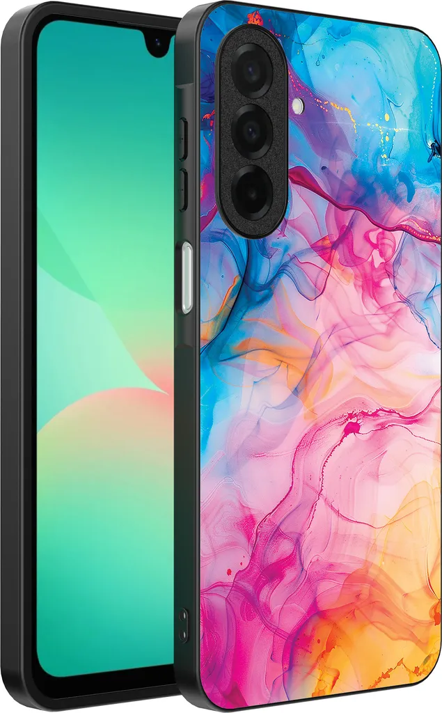 Smartphonica Custodia per telefono adatta per Samsung Galaxy A26 con stampa marmo acrilico arcobaleno - TPU Backcover Case Rainbow Acrylic Marble Design