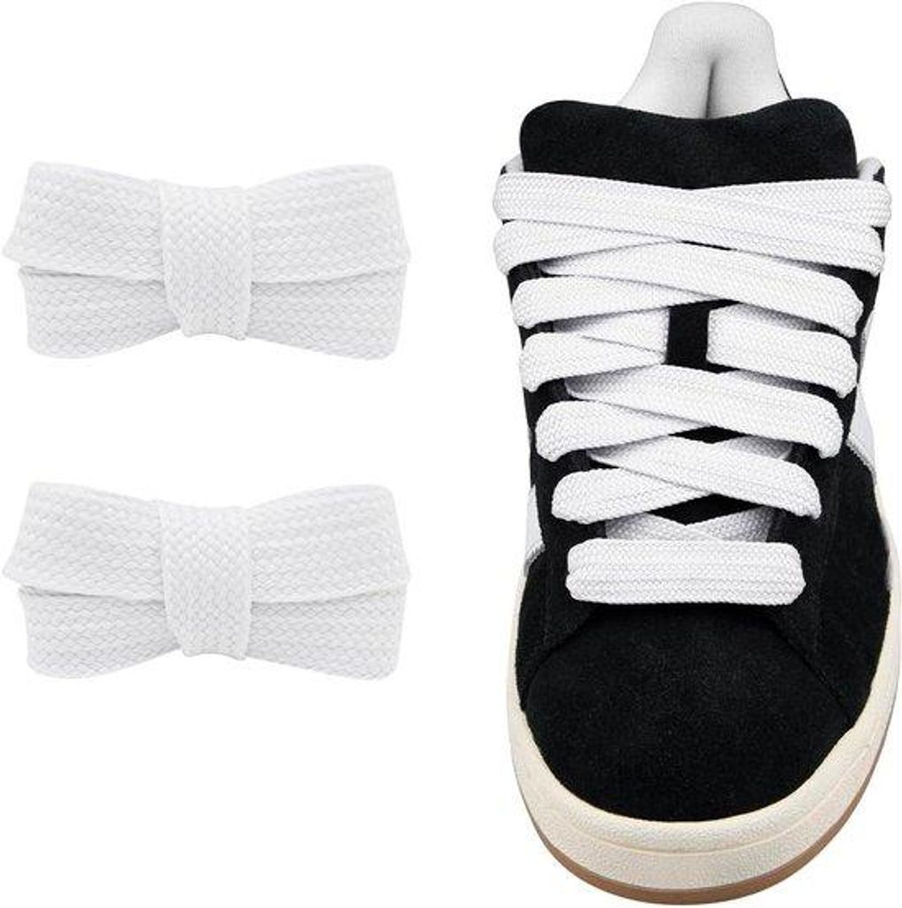Weißes 1-Stück 140cm breites Ersatzschuhband für Flachschuhe, ideal für Campus-Sneaker mit 15mm Breite.