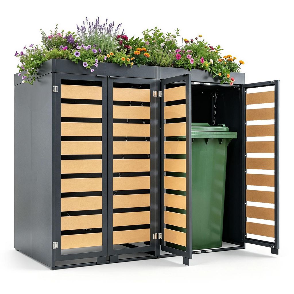 COSTWAY Mülltonnenbox für 2er bis 240L, Metall Produktbild 