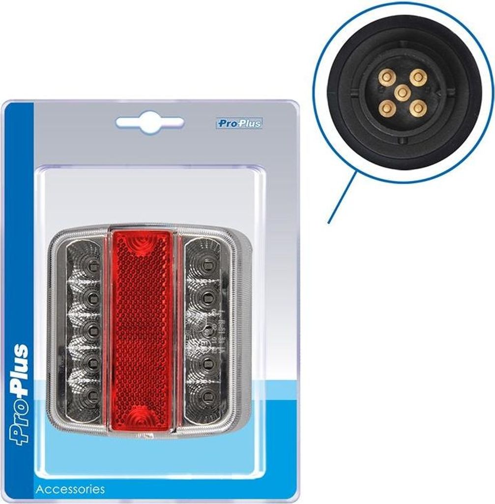 Rückleuchte 4 Funktionen 98x105mm 14LED mit 5-Pin EC im Blister