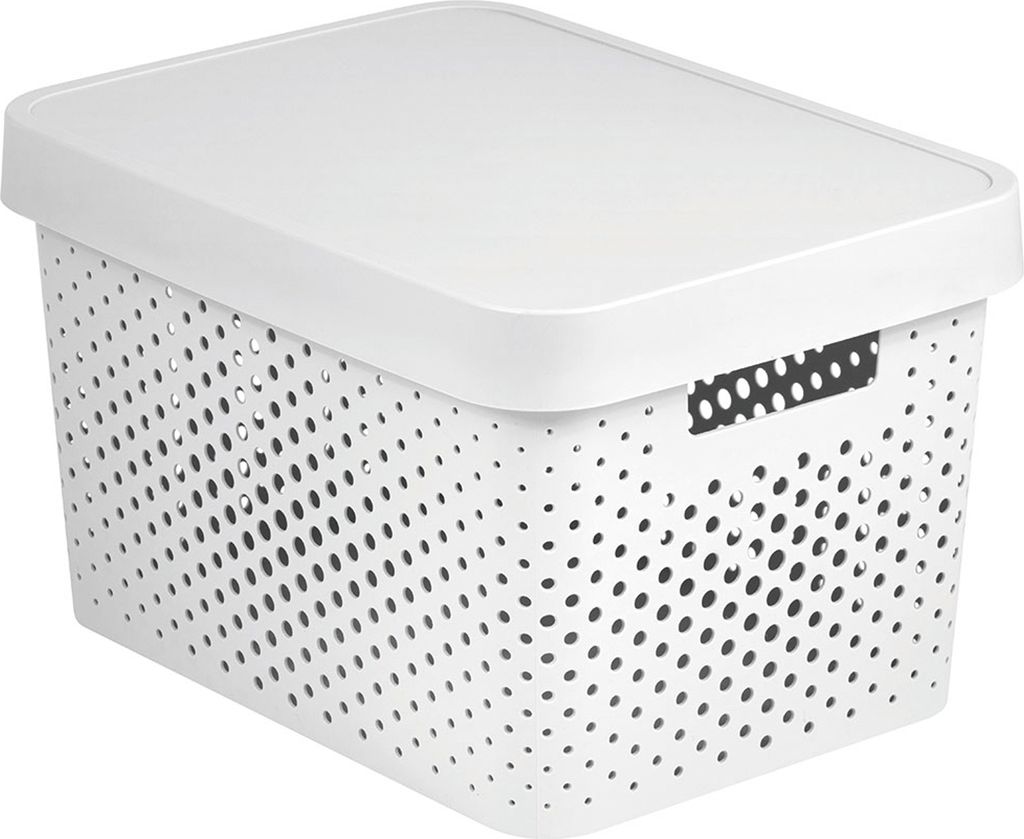 Úložný box Infinity s vekom biely bodky 17 l Obrázok produktu