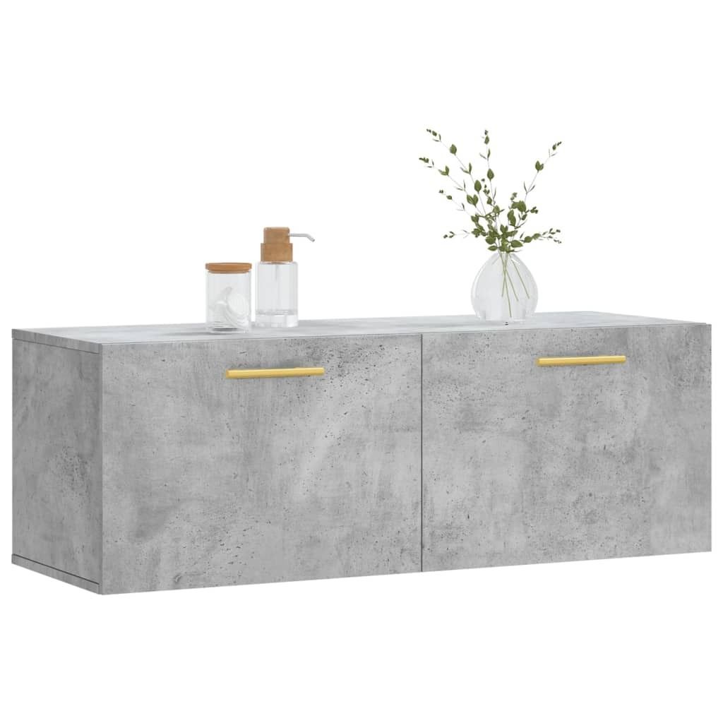 " "Vitrinenschrank Moderner Look - Wandschrank für Toilettenartikel, Bücher - Betongrau 100x36,5x35 cm Holzwerkstoff NeuMöbel 2172999