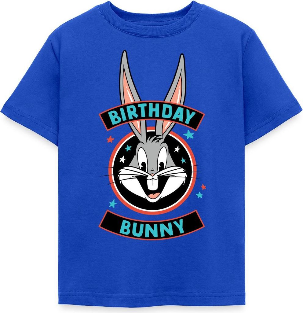 Spreadshirt Looney Tunes Bugs Bunny Geburtstag Birthday Bunny Kinder T-Shirt, 122/128 (7-8 Jahre), Royalblau