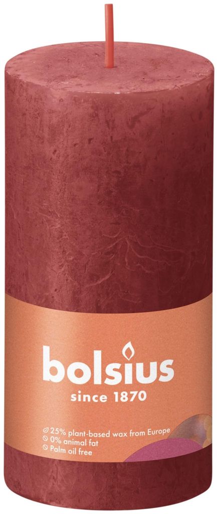 BOLSIUS Stumpenkerze Rustiko Shine 10x5cm zartes Rot Obrázok produktu 