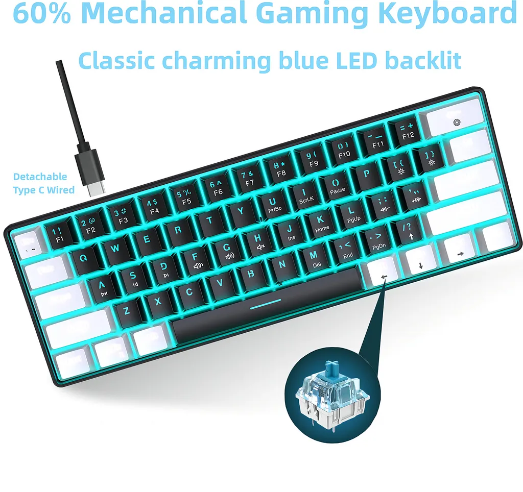 Clavier de Jeu Mécanique Compact - Switch Bleu et Rétroéclairage Chroma