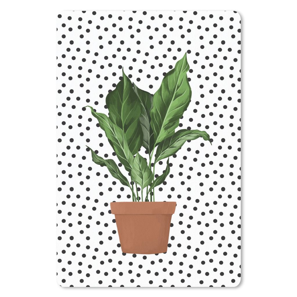 MuchoWow Mauspad Mousepad Pflanzen - Pflanzgefäß - Dots 40x60 cm - Mousepads - Maus Mat - Pad - Mausunterlage - Schreibtisch Accesoire