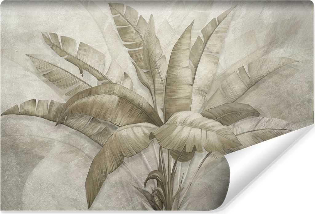 Muralo Selbstklebende Fototapete für Schlafzimmer BANANENBLÄTTER Pflanzen Beton Retro Br. 208cm x Hö. 146cm