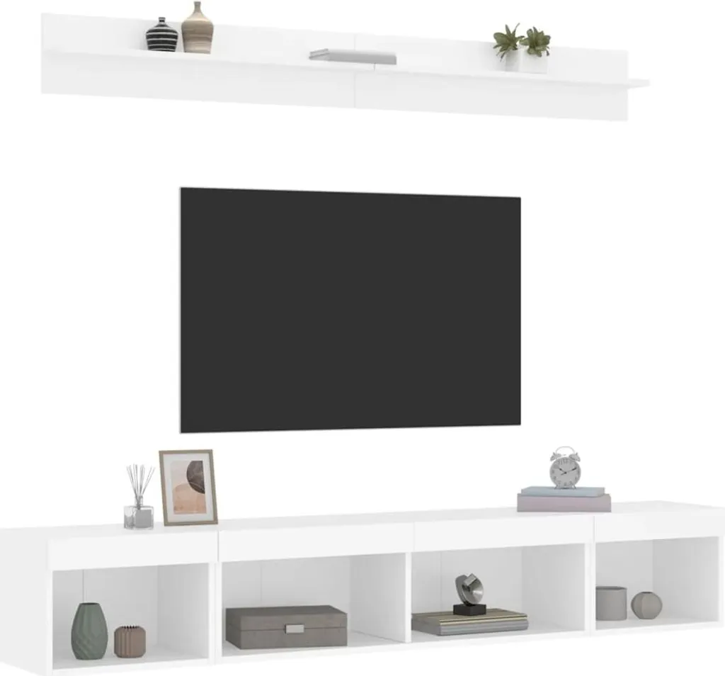 Mobili TV Sospesi con LED Maison Exclusive Bianco: Set 5 Pezzi Elegante - 5