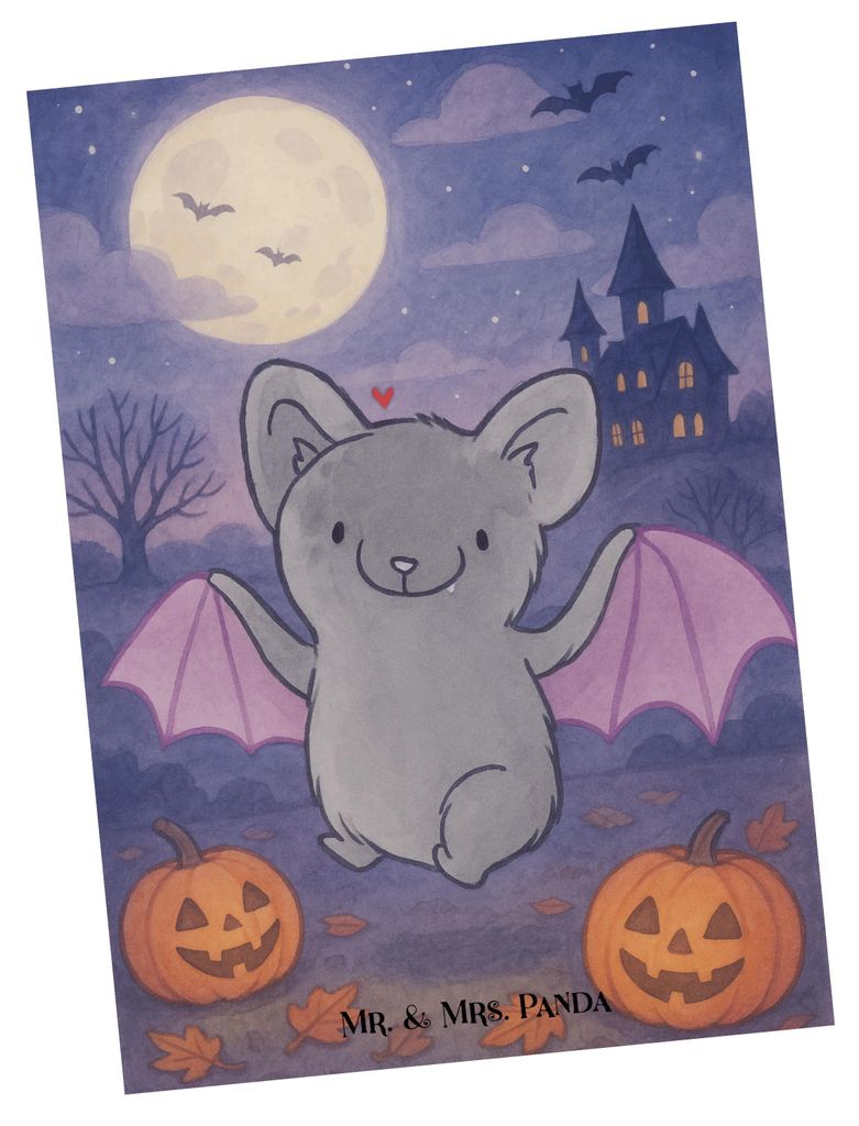 Mr. & Mrs. Panda Postkarte Fledermaus Classic Design - Weiß - Geschenk, Fotokarte, Ansichtskarte, Postkarten, Dekoration, Grußkarte, Ansichtskarten