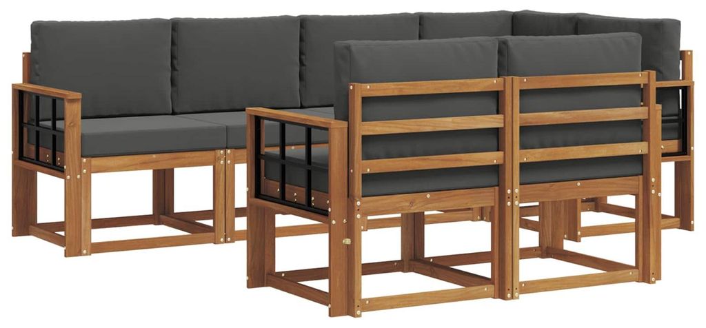 vidaXL Outdoor-Sofagarnitur mit Kissen 7 pcs Natur und Anthrazit