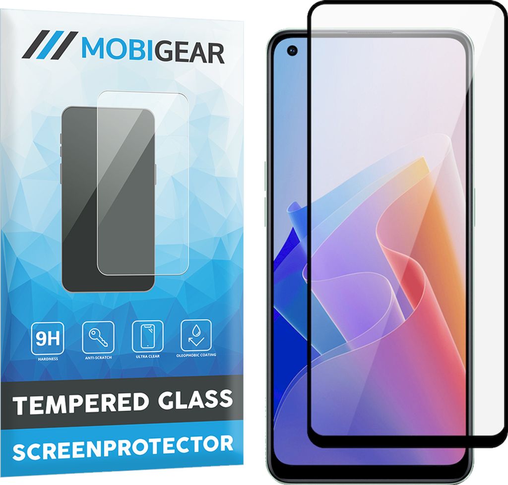 Mobigear Premium OPPO Reno 7 Lite Panzerglas Gehärtetes Glas Displayschutz - Hüllenfreundlich - Schwarz