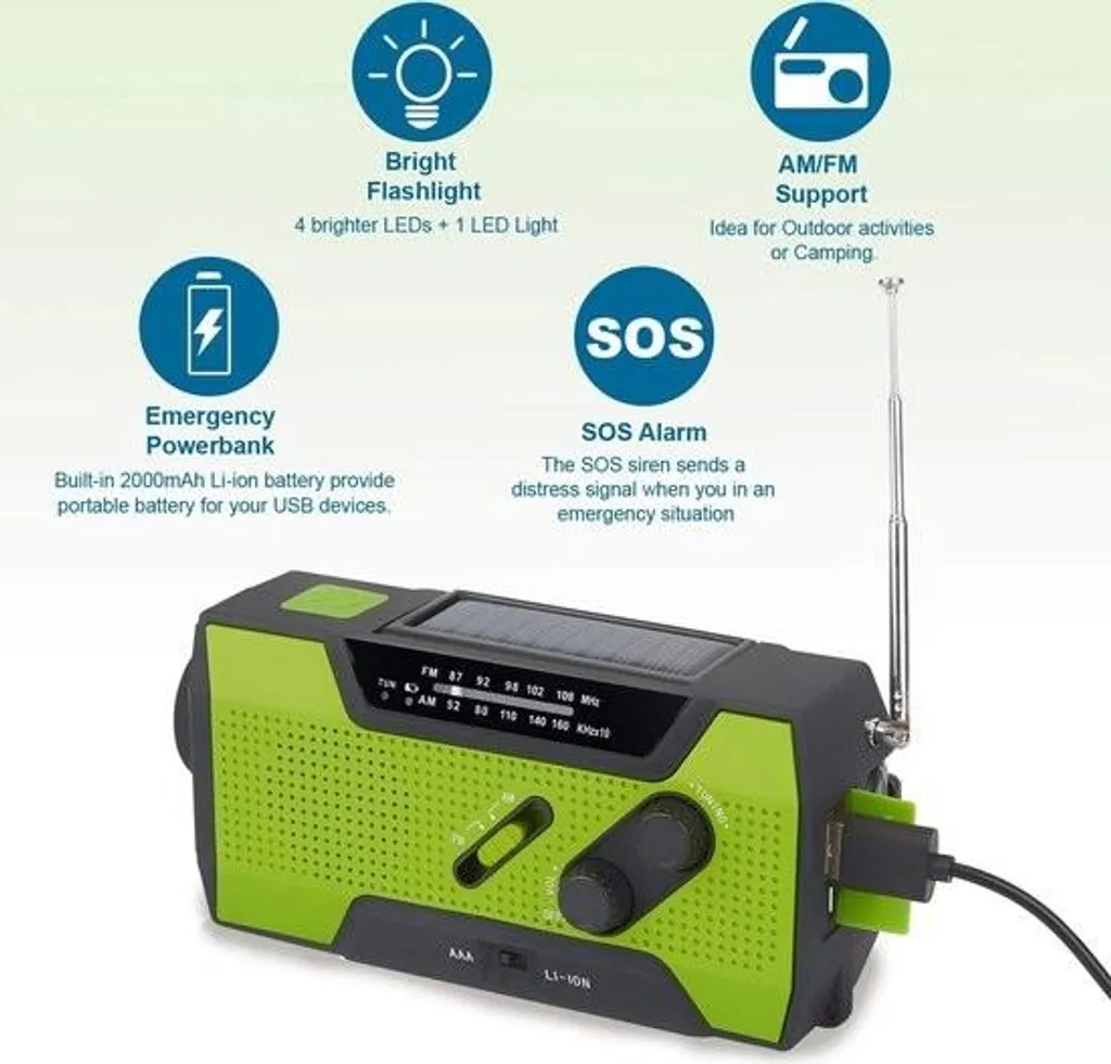 Radio Solaire de Survie avec Dynamo et Lampe de Lecture LED intégrée