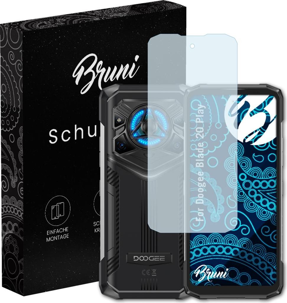Bruni Basics-Clear 2x Schutzfolie kompatibel mit Doogee Blade 20 Play Folie