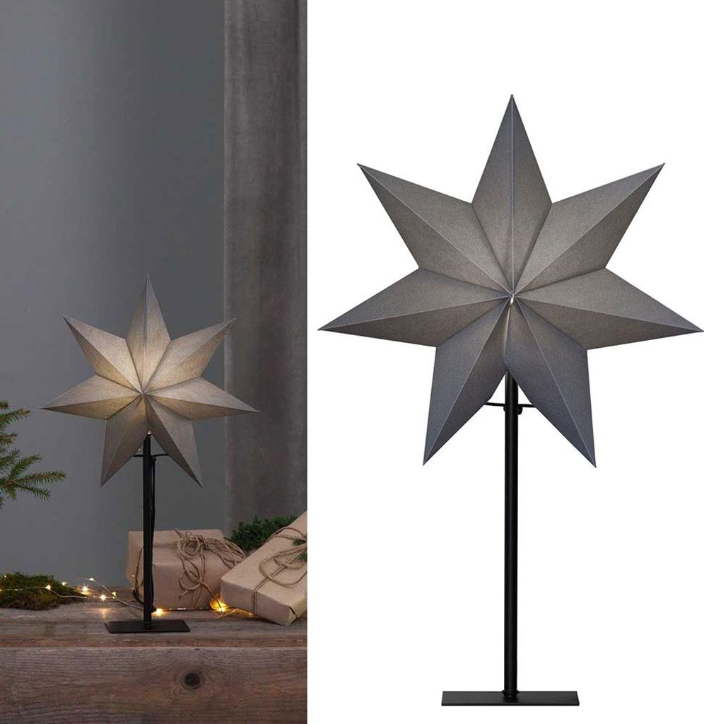 Eglo Tischleuchte Stern Ozen Papier Grau 55cm max. 25W E14 Image du produit 