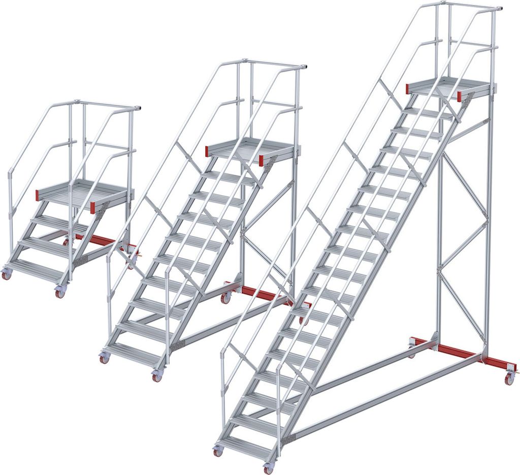 Euroline 513 Wartungsbühne 45° 600mm Stufenbreite 16 Stufen Stahl Gitterrost