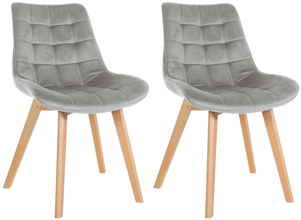 In And OutdoorMatch Esszimmerstühle Linsie – Grau – 2er-Set – Samt – Hochwertige Polsterung – Deluxe Esszimmerstühle – Exklusive Optik