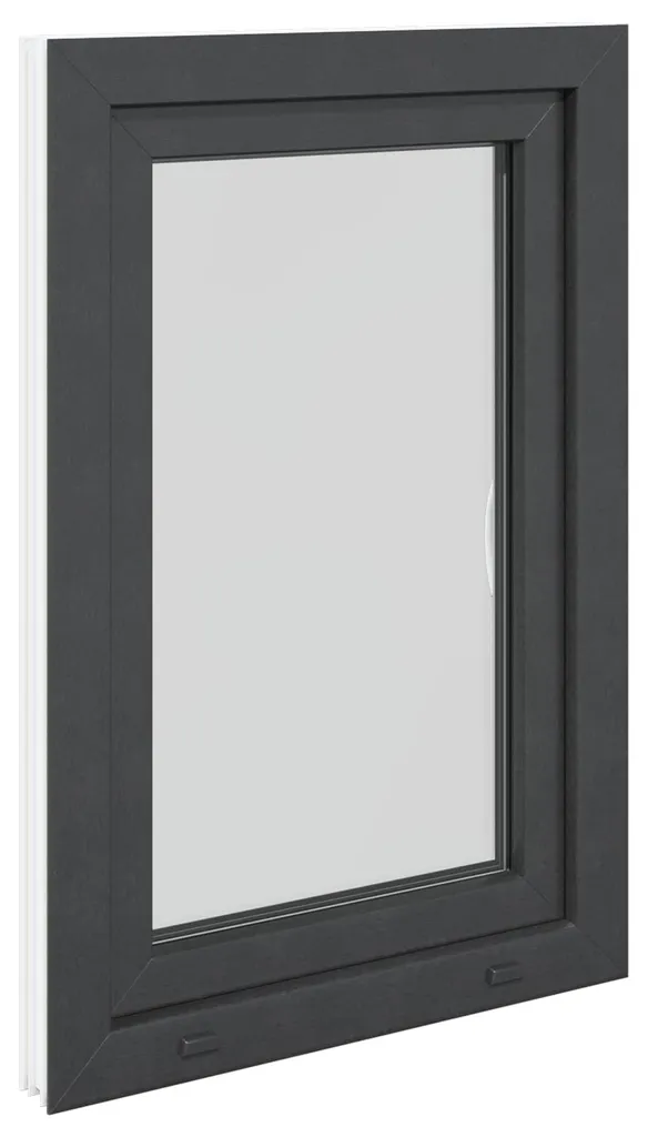 Fenêtre de cave RISOR 60 x 80 cm en PVC gris anthracite double vitrage