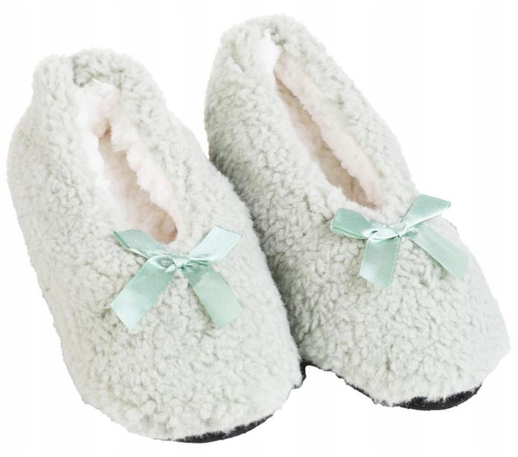 Zapatillas de estar por casa con lazo, color verde – Imagen del producto 