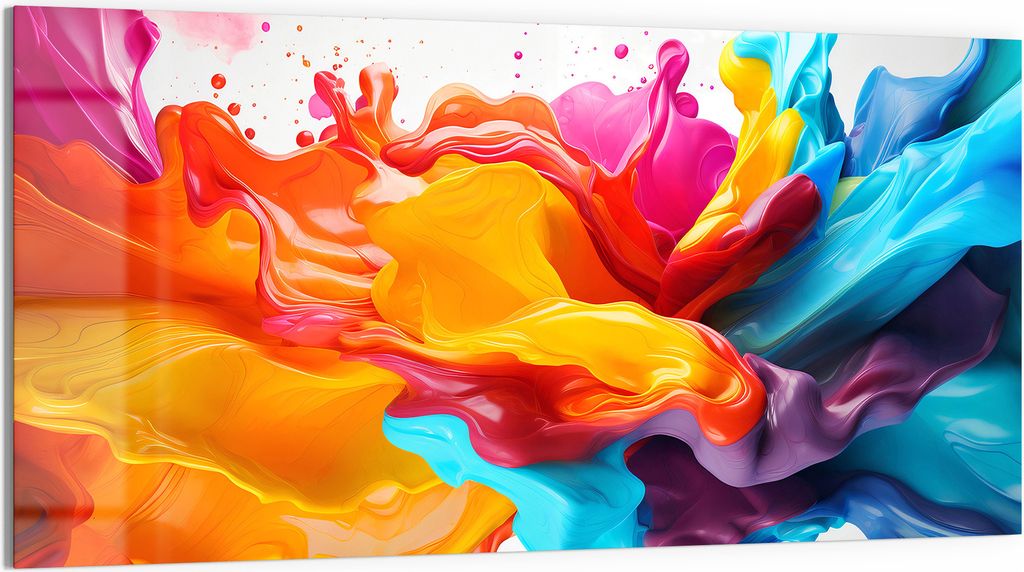DEQORI Glasbild Echtglas 100x50 cm 'Wellen der Vitalität' Wandbild Bild modern Deko