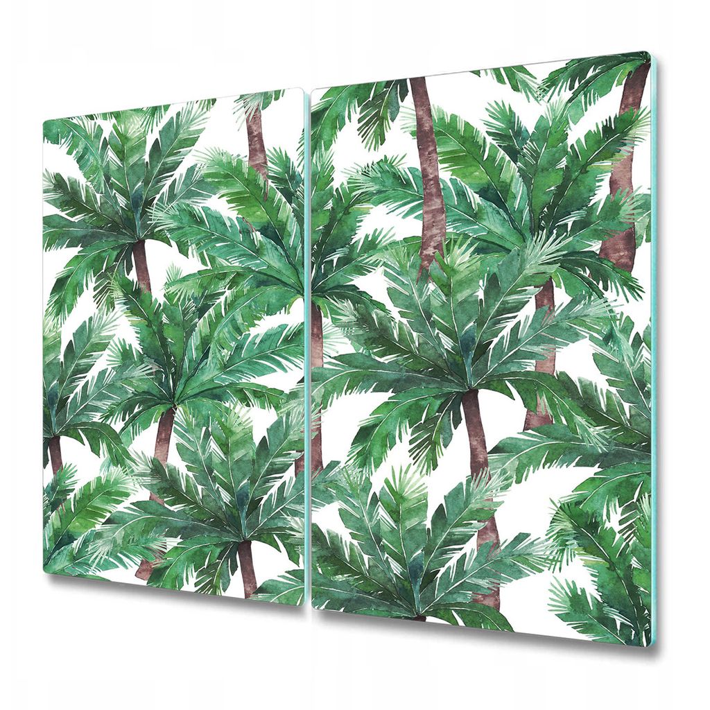 Küchenschneidebrett - Glasschneidebrett - Herdabdeckung - 2x 30x52 cm - Palm Blossom Flower